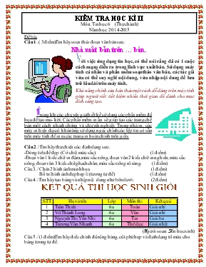 Kiểm tra học kì II môn Tin học 6 (thực hành)